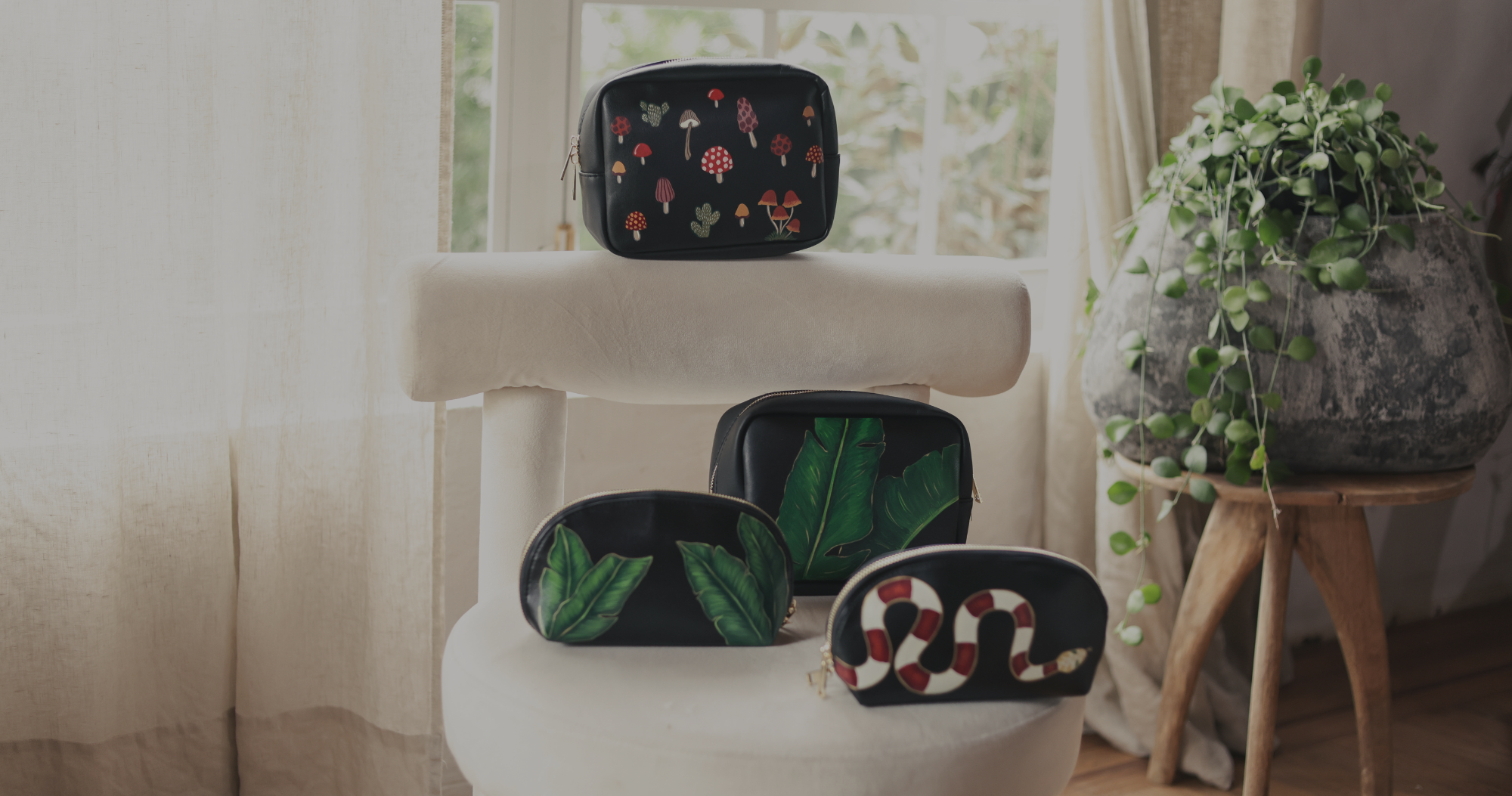 Hand-painted make up bags