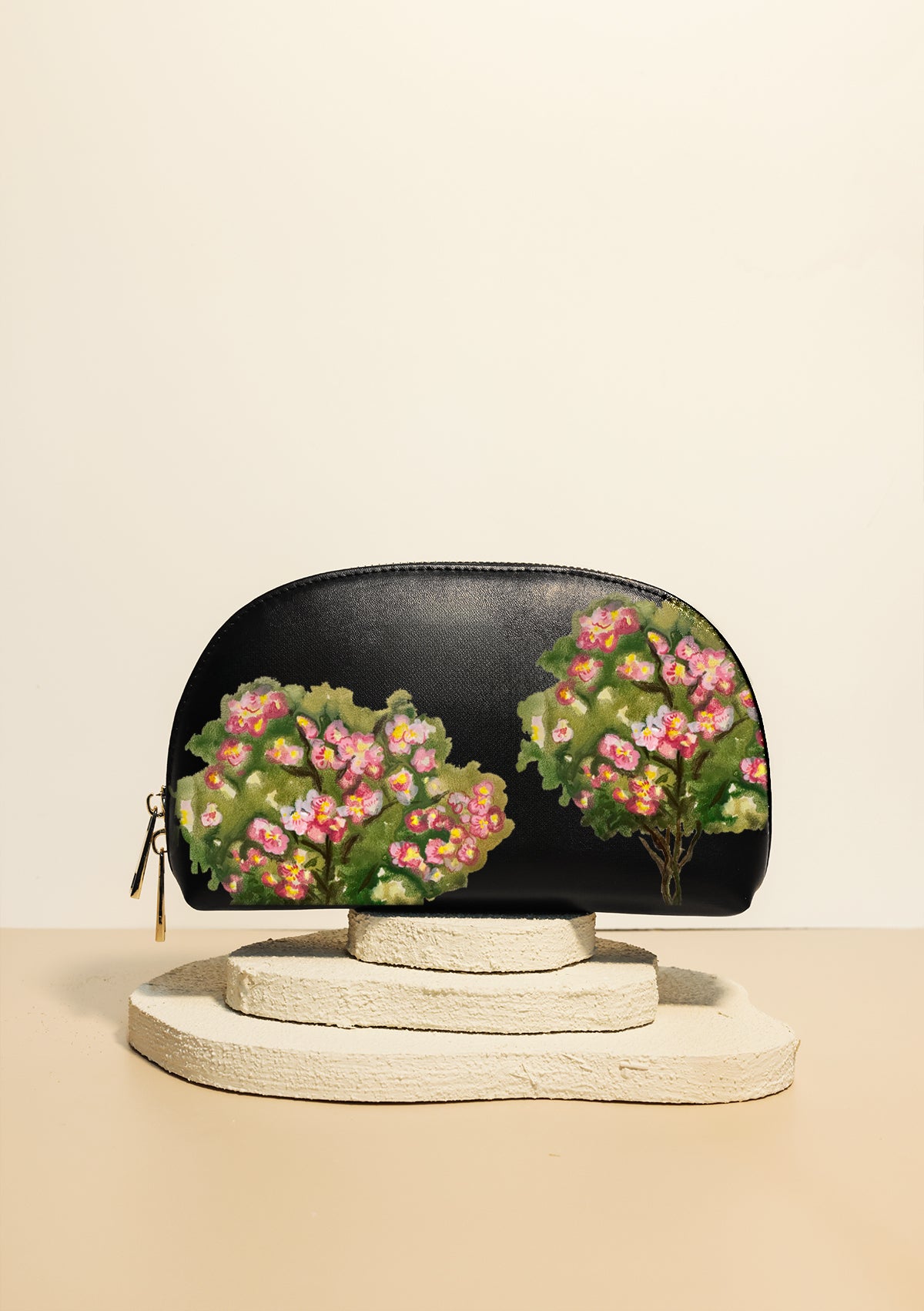 Magnolia Black Makeup Bag