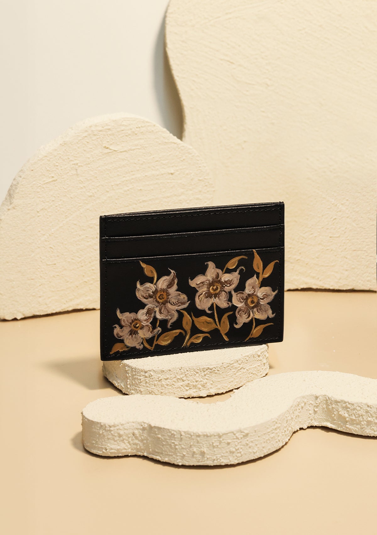 Caramel Florals Black Cardholder