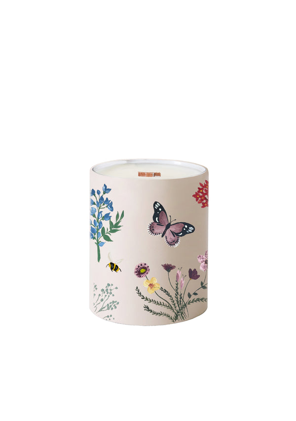 Pressed Flowers Beige Candle