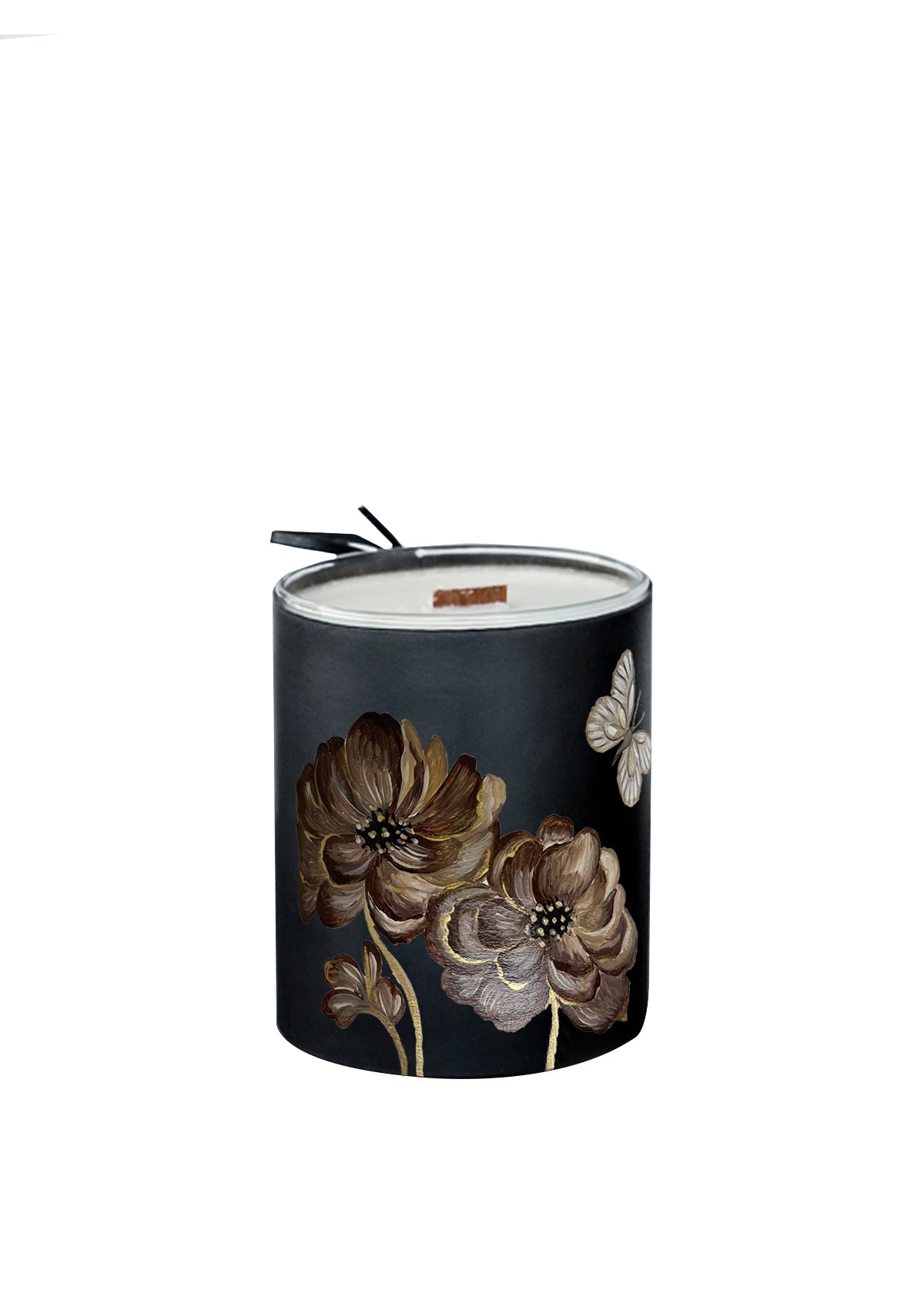 Coffee Flowers Black Candle