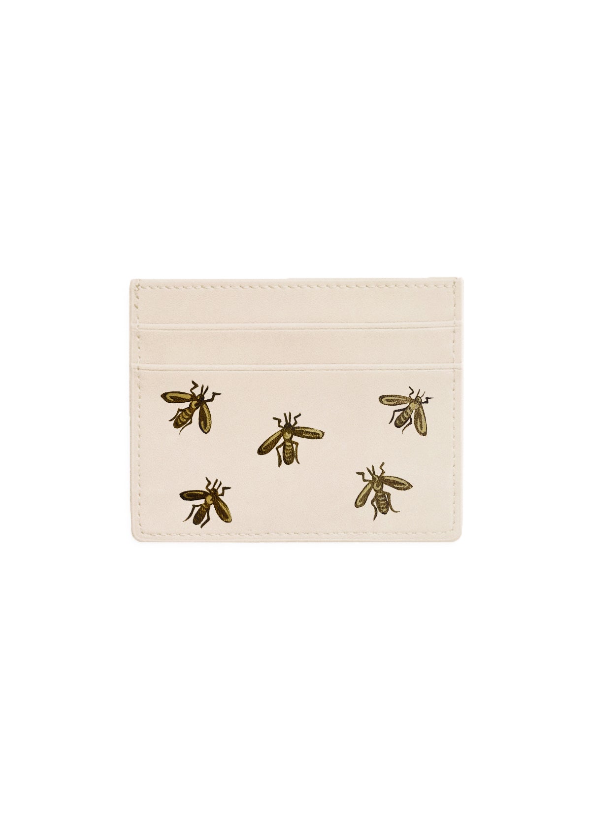 Gold Metallic Bees Beige Cardholder