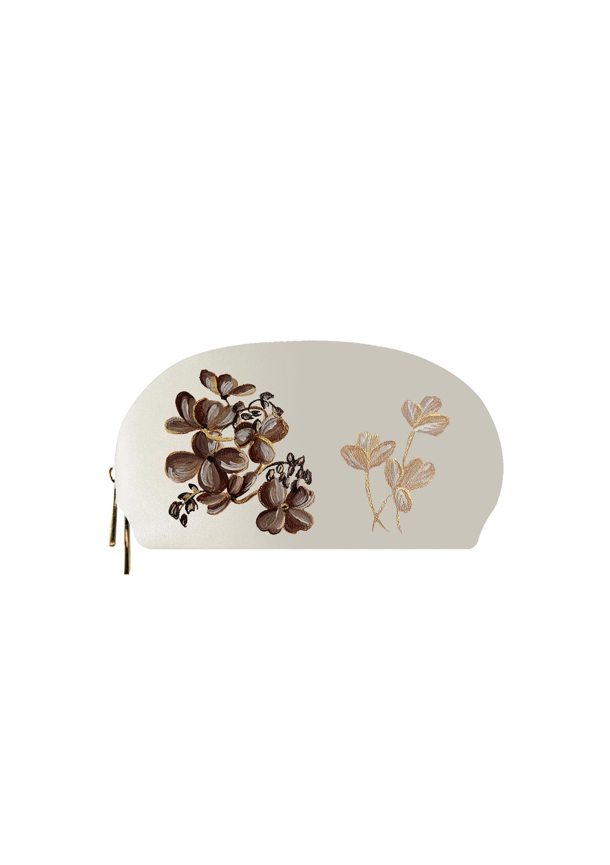 Coffee Flowers Beige Makeup Bag