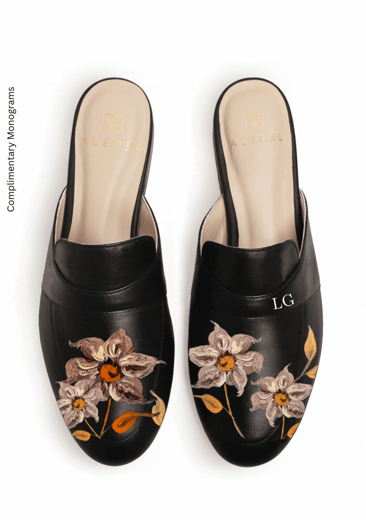 Caramel Florals Black Mule