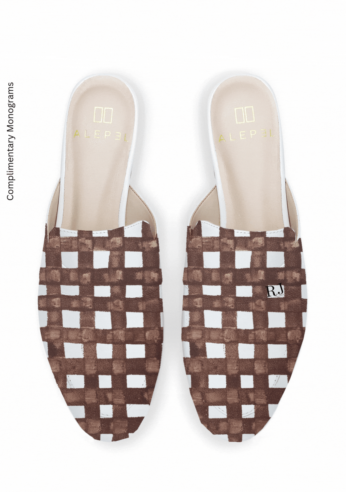 Chocolate Grid White Mule