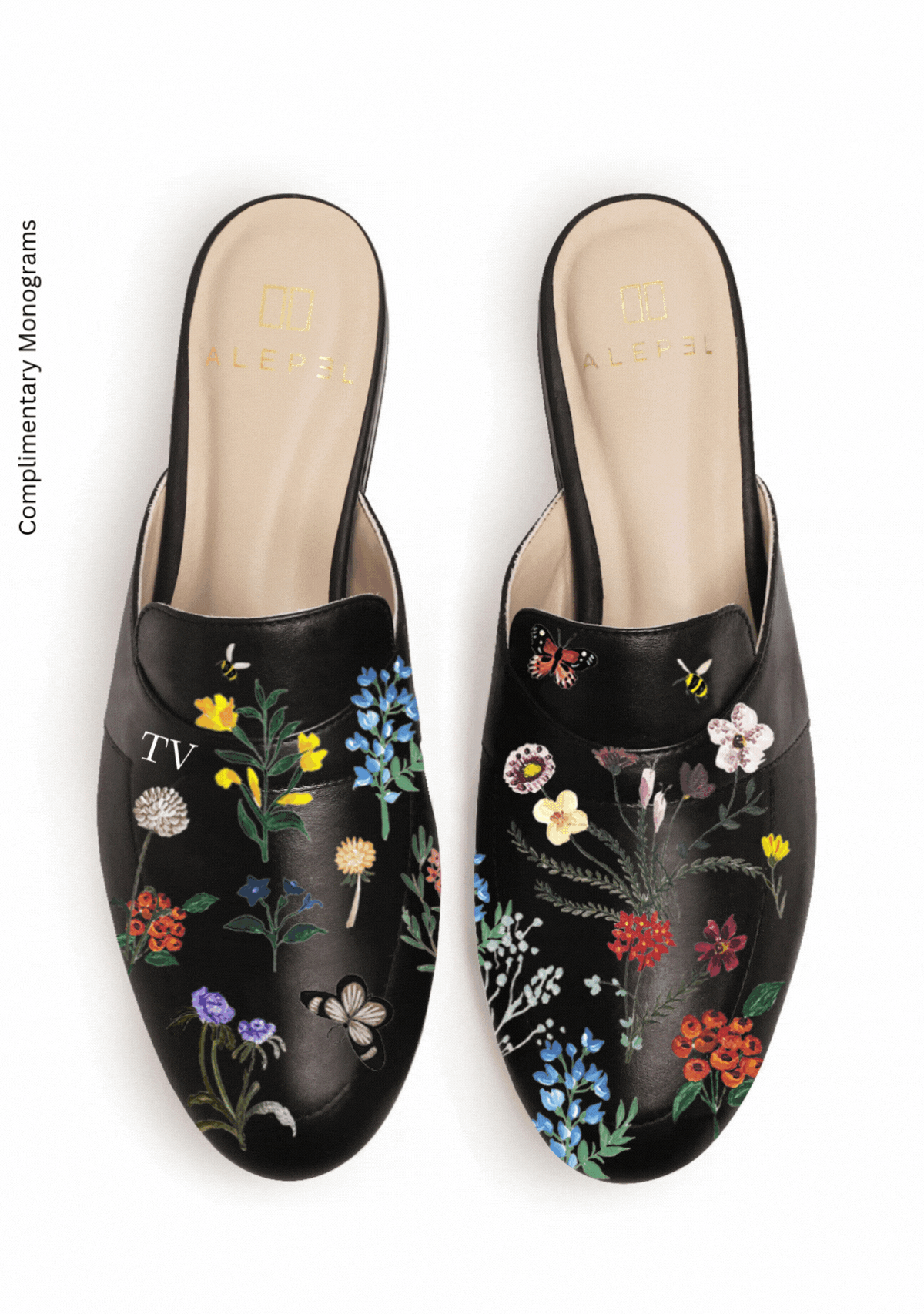 Pressed Flowers Black Mule