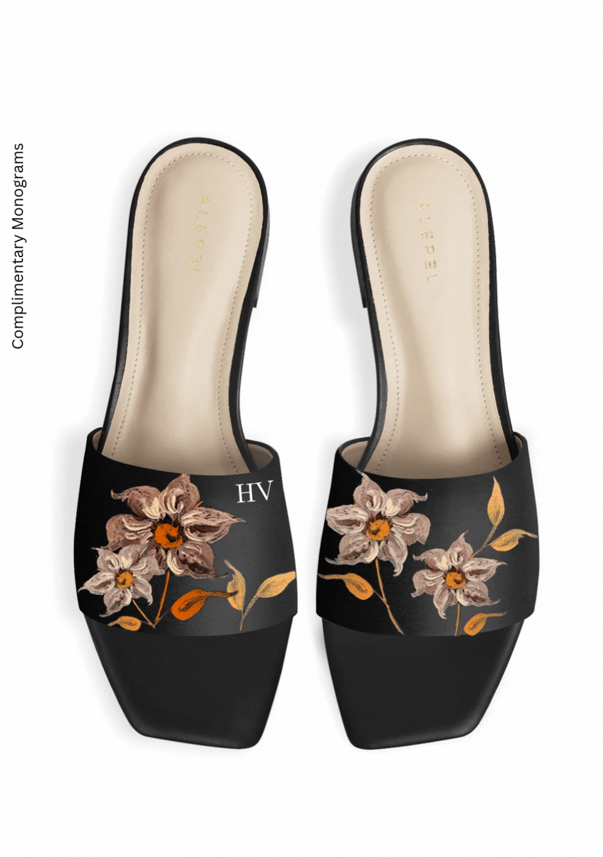 Caramel Florals Black Square