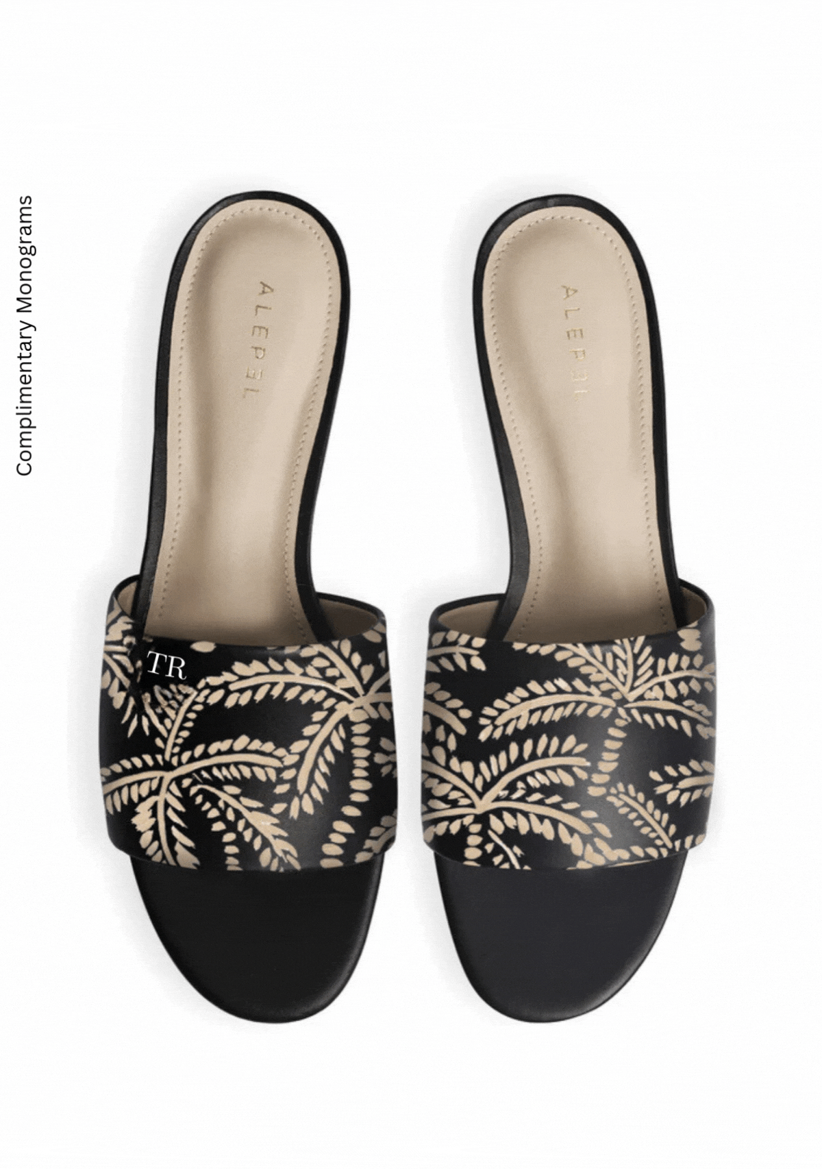 Beige Abstract Palms Black Slide