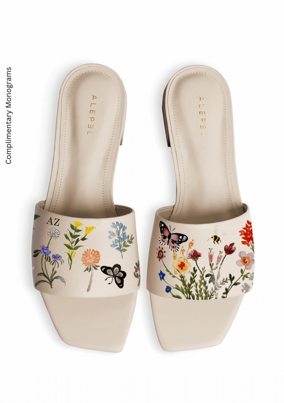 Pressed Flowers Beige Square