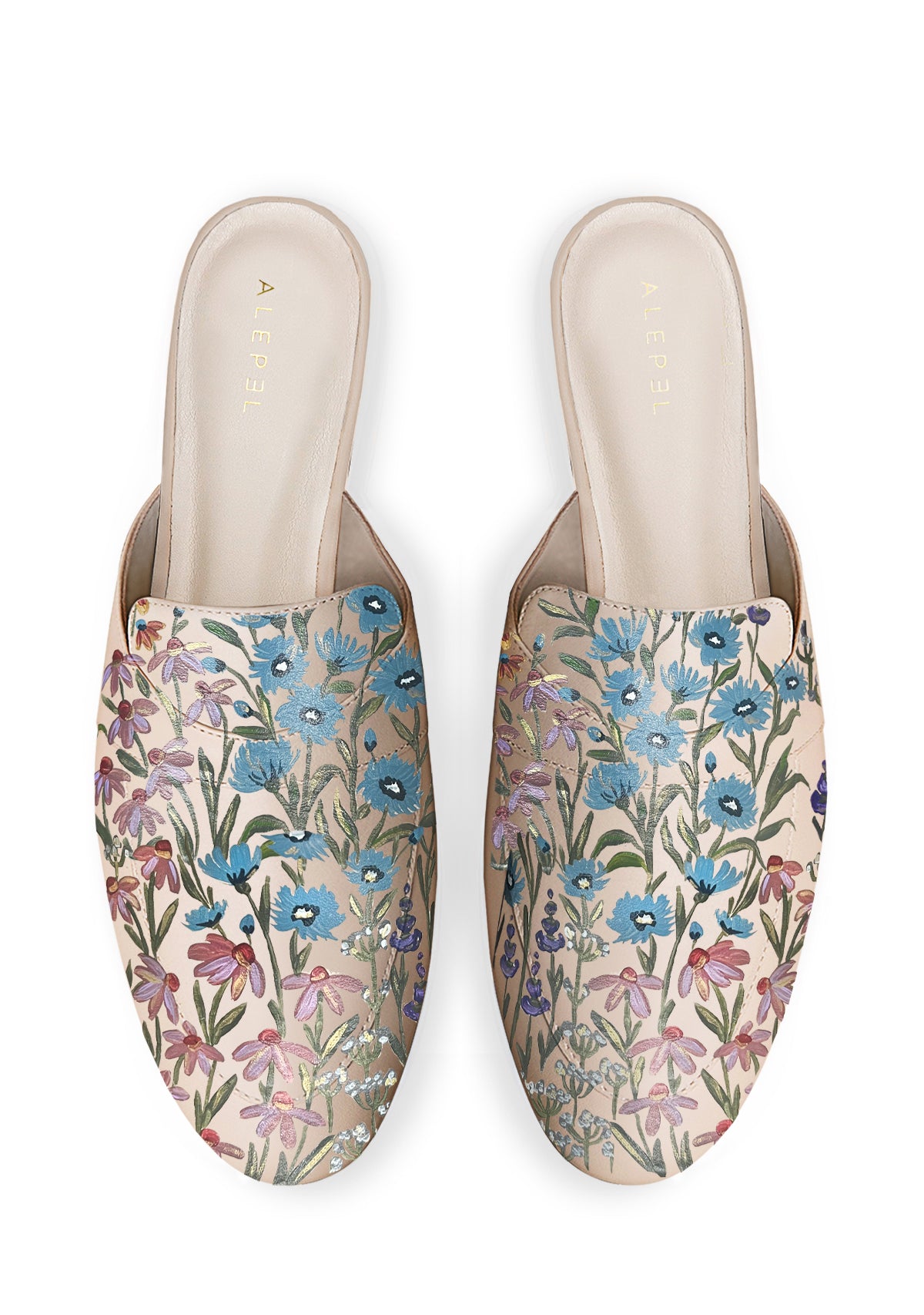 Floral Print Beige Mule