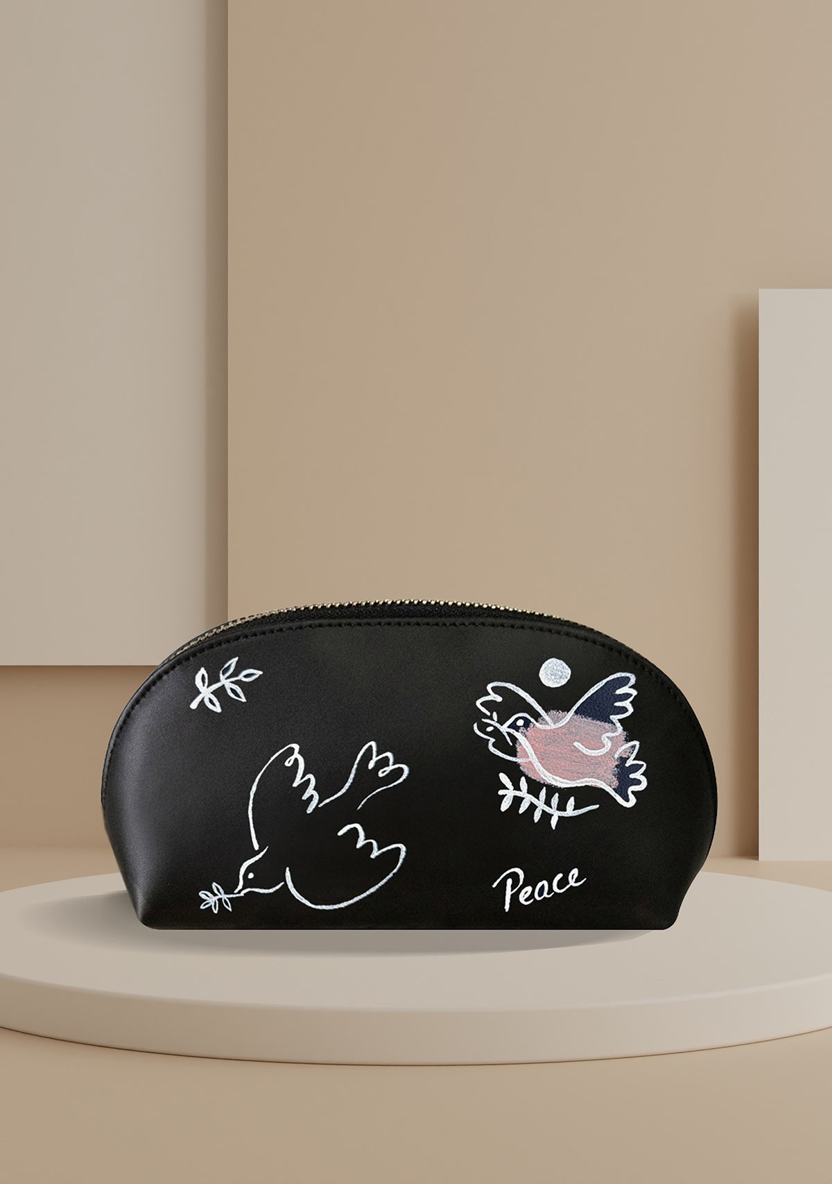 Peace Wings Black Makeup Bag