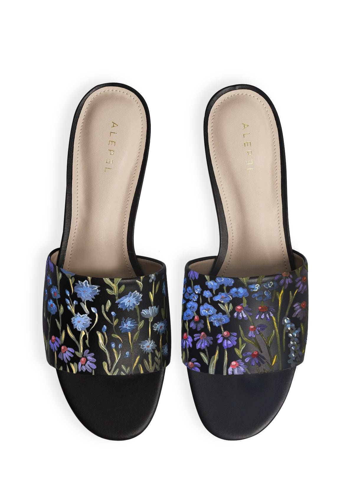 Floral Print Black Slide