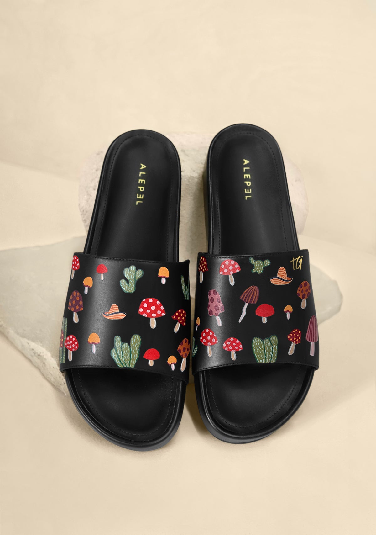 Mushrooms Black Slip On