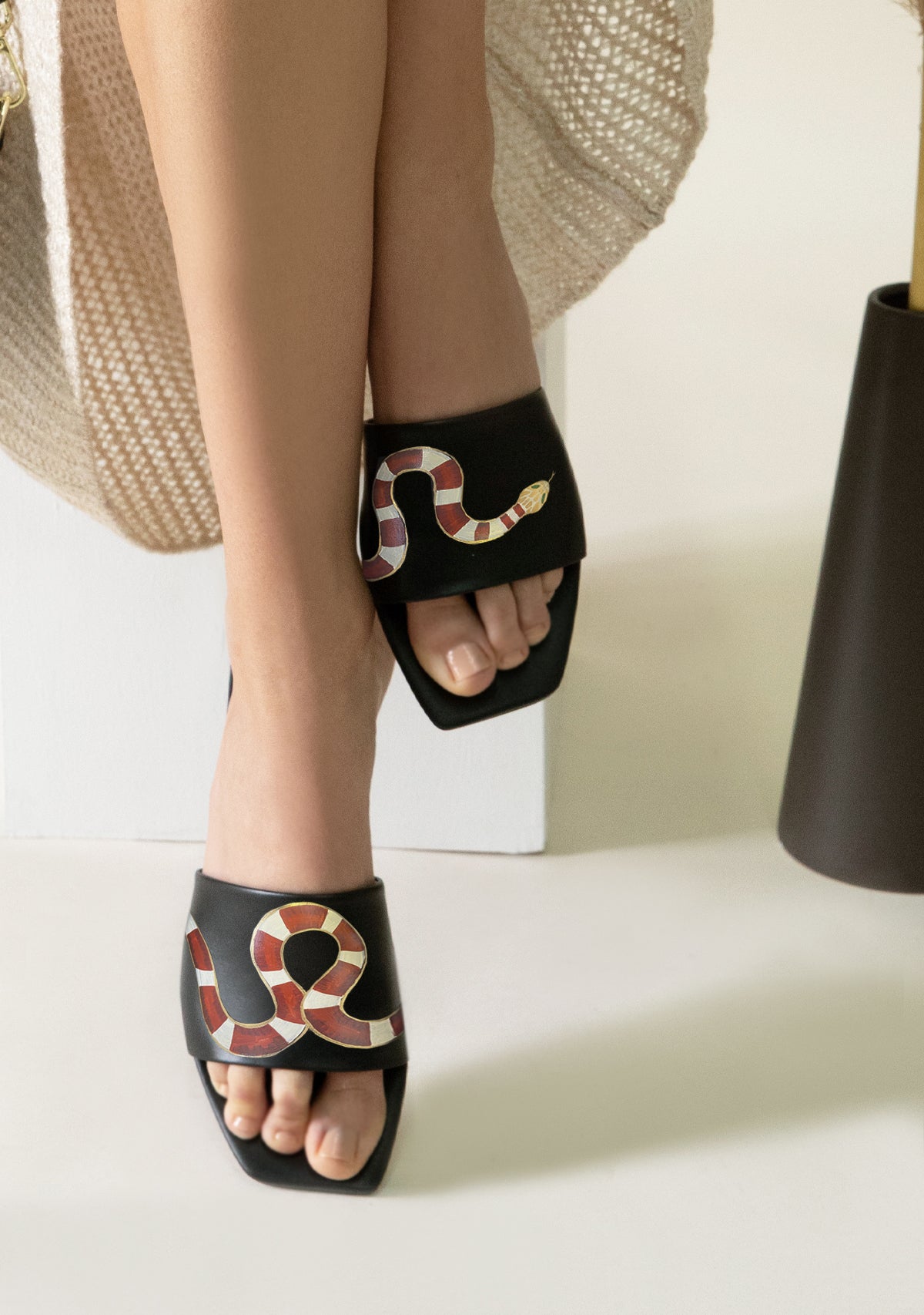 Gold Snake Black Square