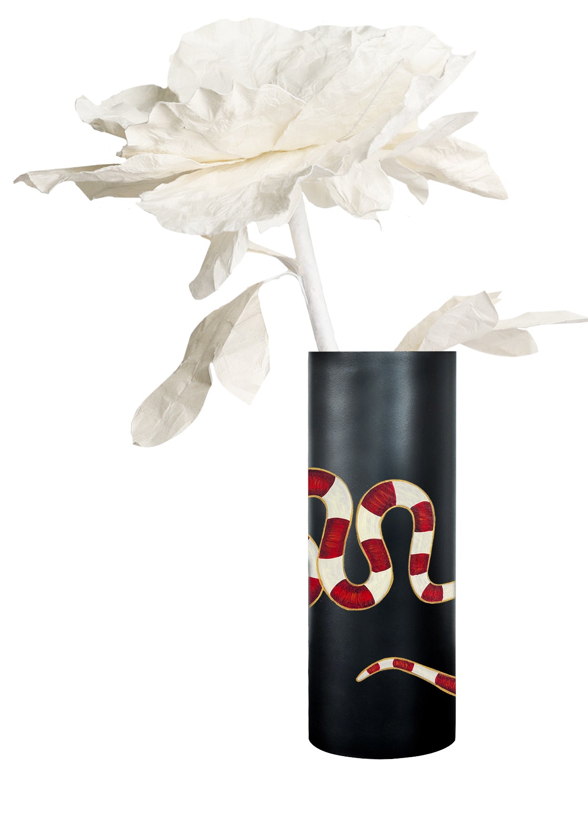 Gold Snake Black Vase