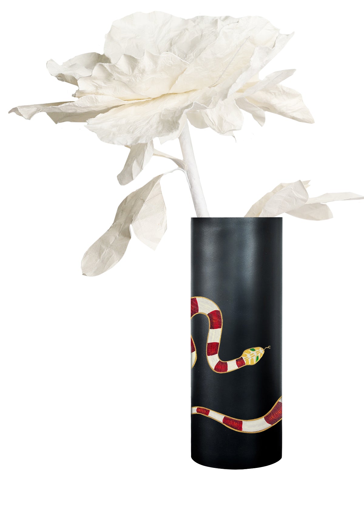 Gold Snake Black Vase