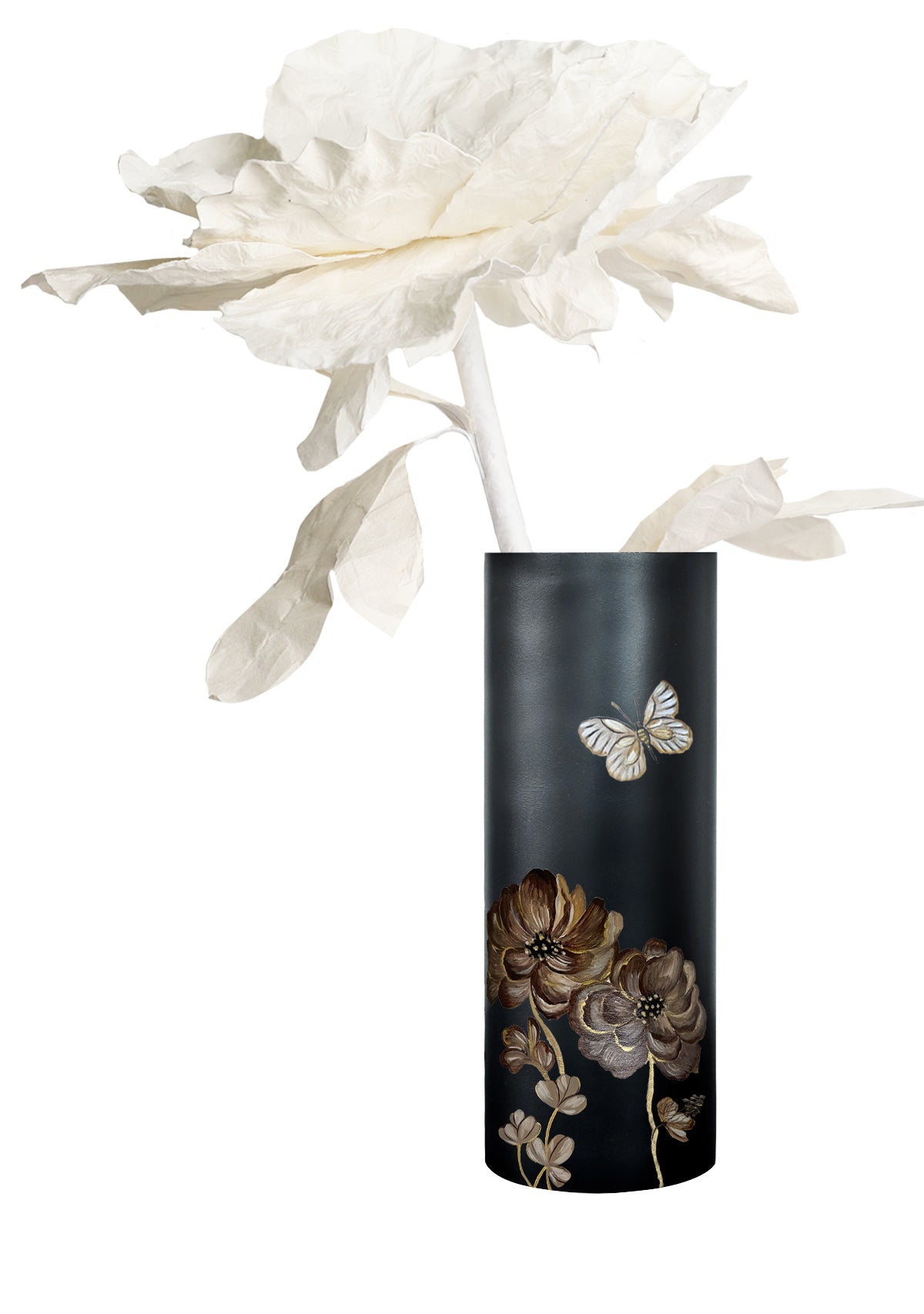 Coffee Flowers Black Vase