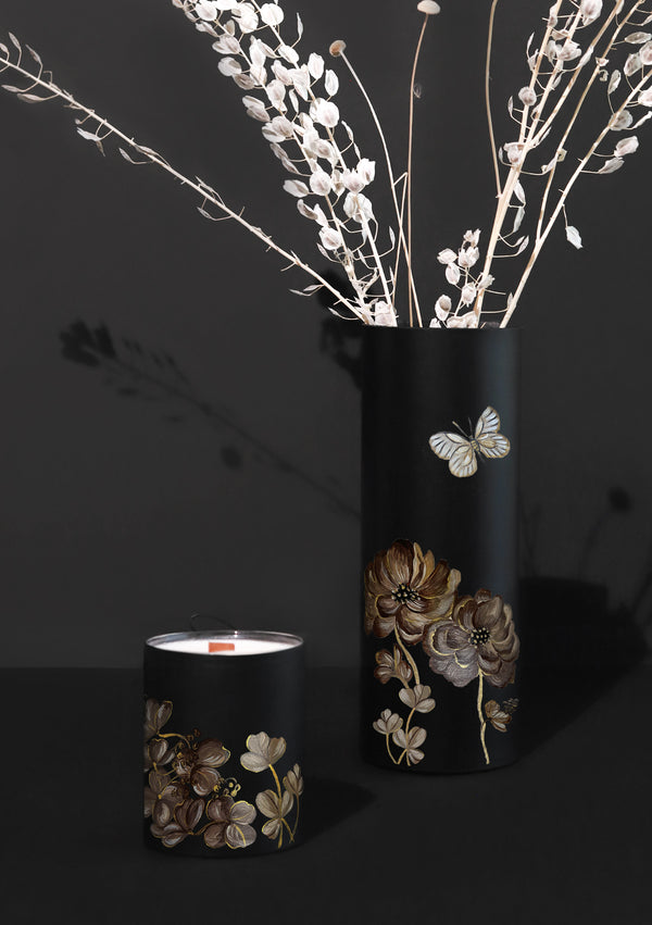 Coffee Flowers Black Vase
