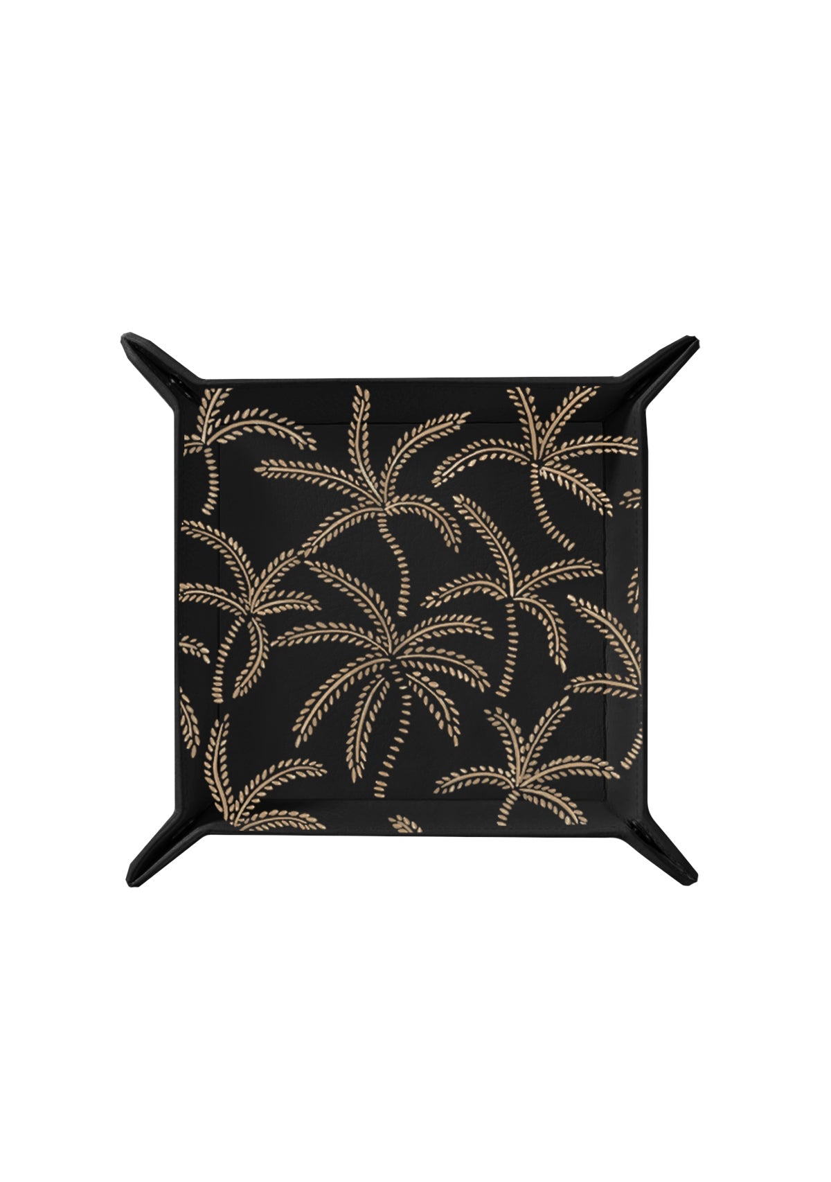 Beige Abstract Palms Black Tray - ALEPEL