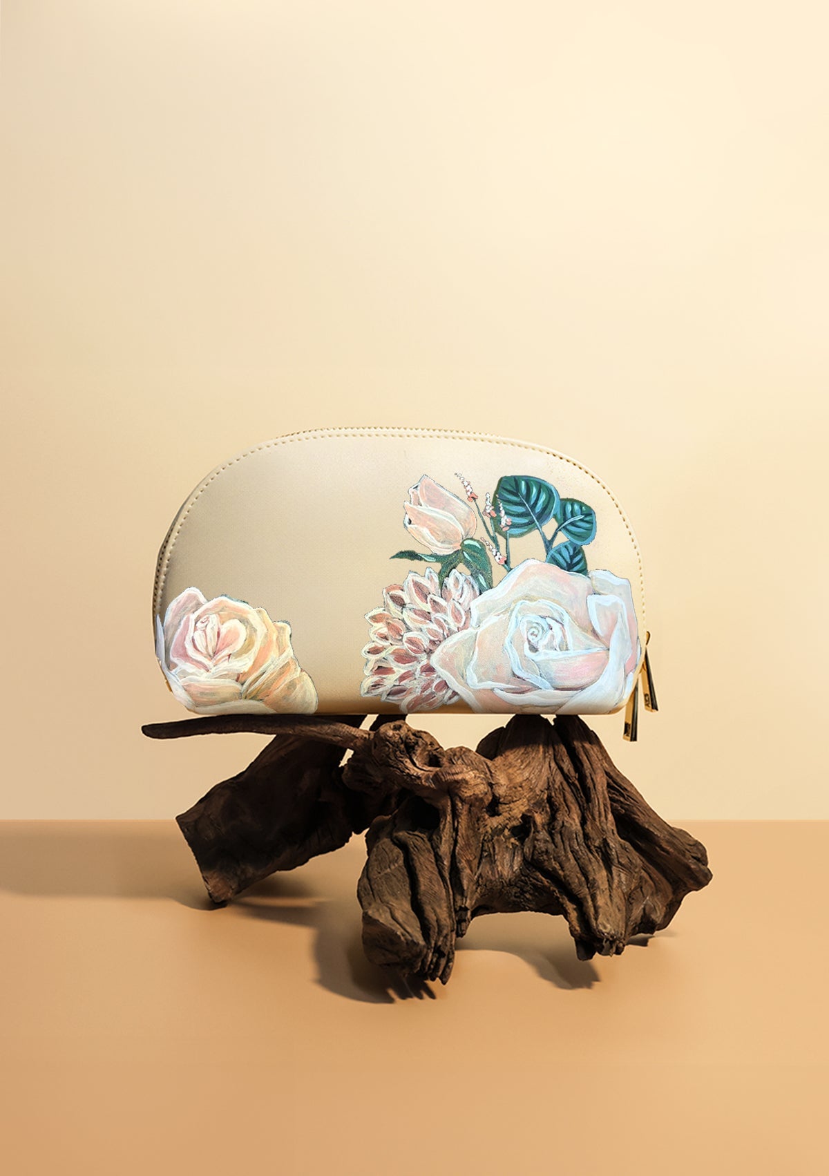 Bridal Bouquet Beige Makeup Bag - ALEPEL