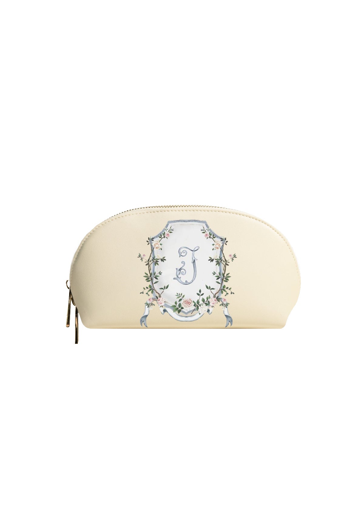 Chinoiserie Crest Beige Makeup Bag | Bridal by Emily Mayne Studio x ALEPEL - ALEPEL