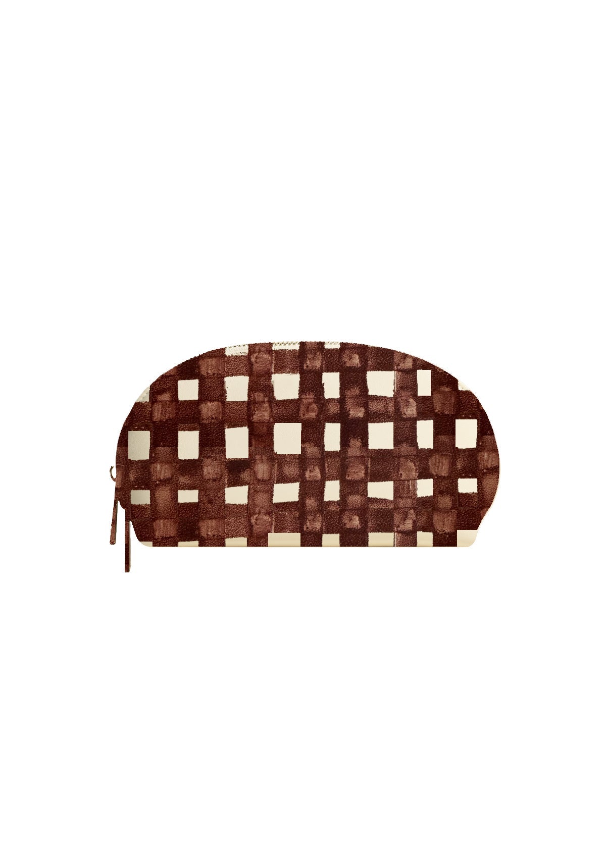 Chocolate Grid Beige Makeup Bag - ALEPEL