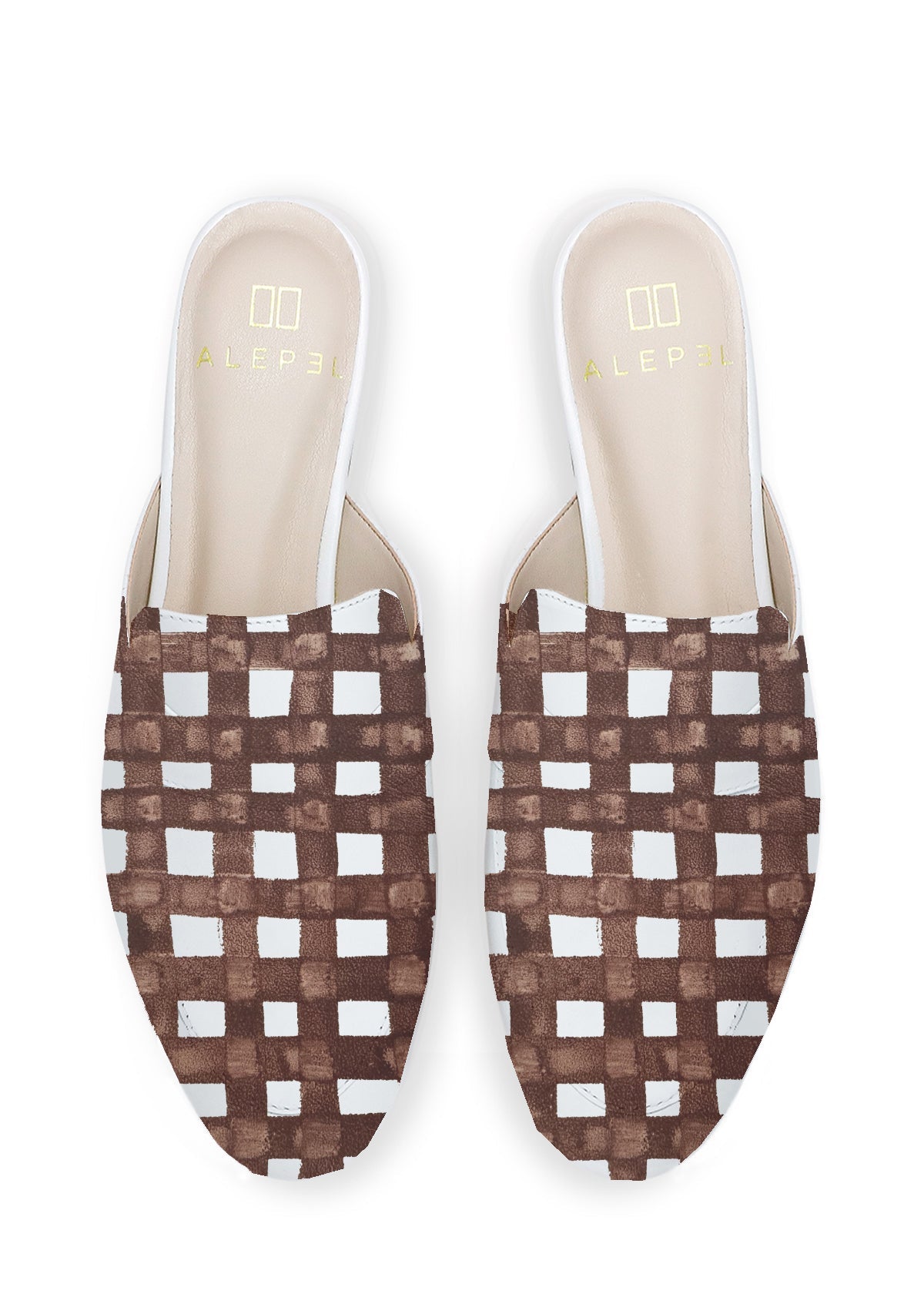 Chocolate Grid White Mule - ALEPEL