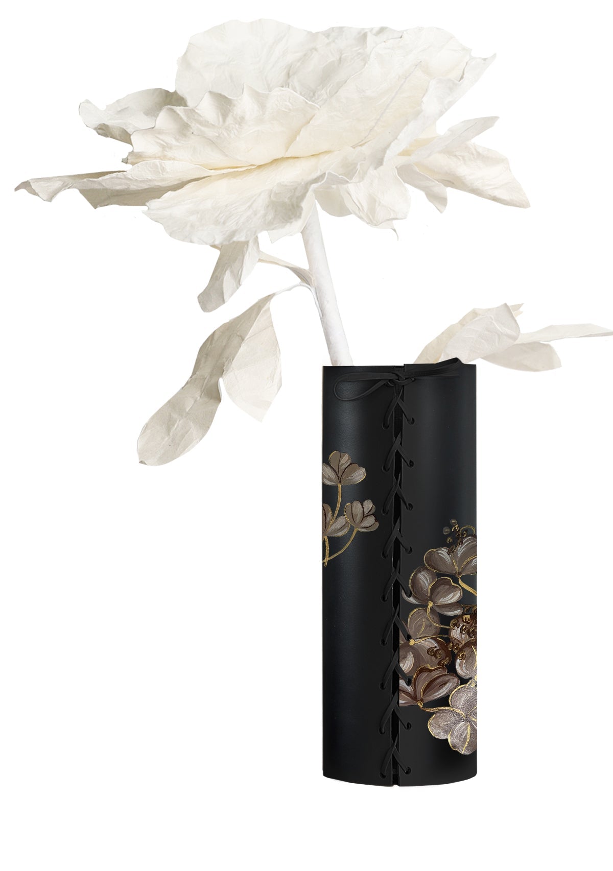 Coffee Flowers Black Vase - ALEPEL