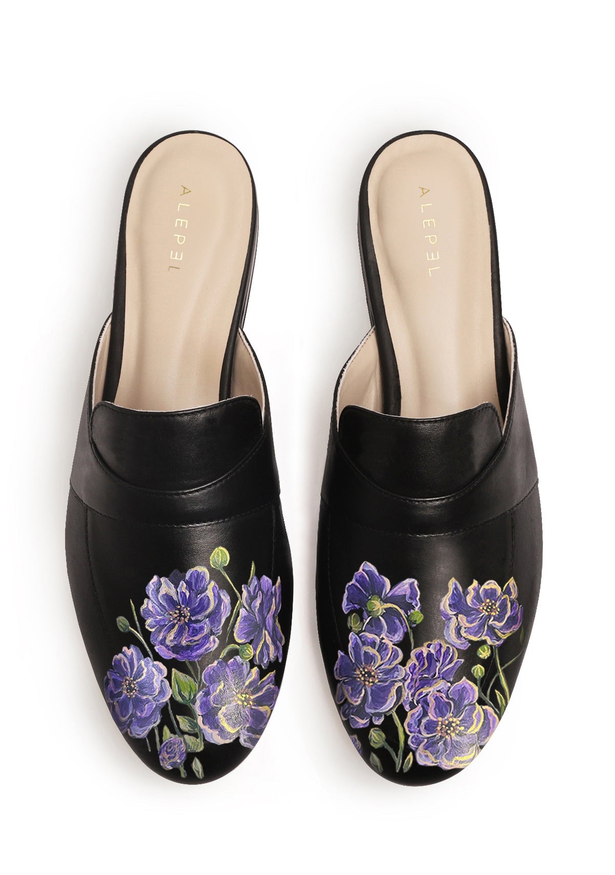 Cosmos Flowers Black Mule - ALEPEL