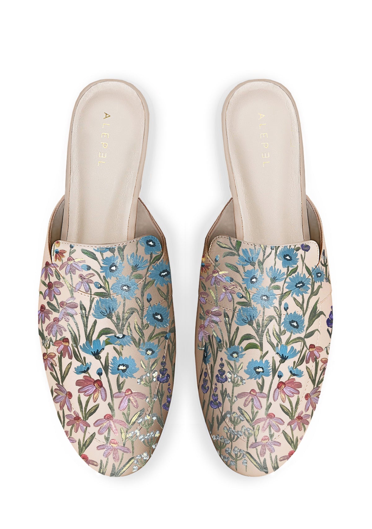 Floral Print Beige Mule - ALEPEL