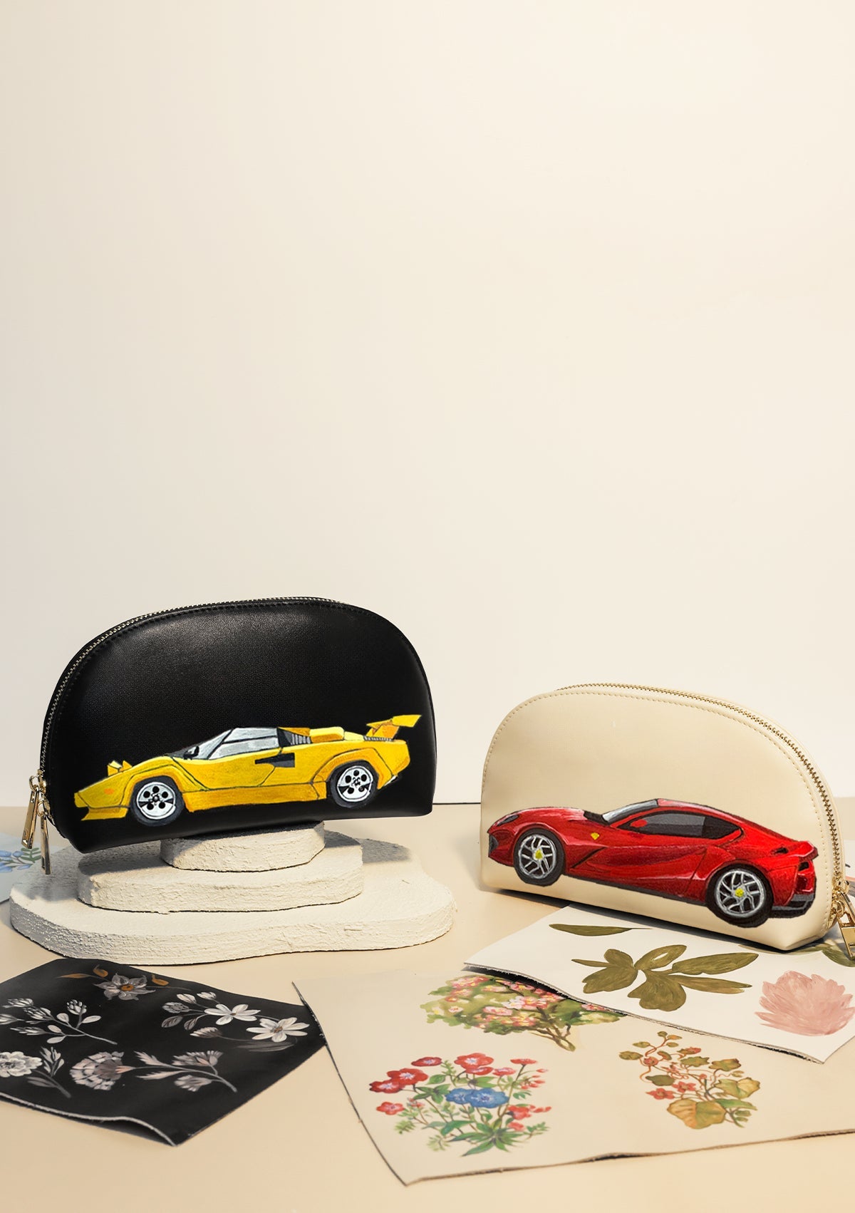 Horsepower Beige Makeup Bag - ALEPEL