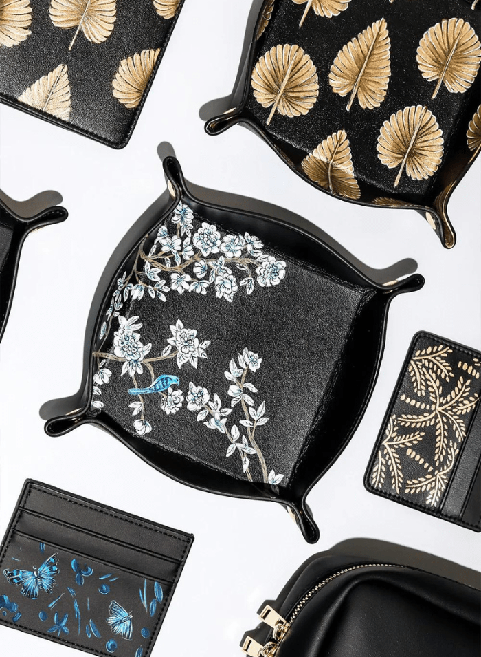 Pampa Leaves Black Tray - ALEPEL