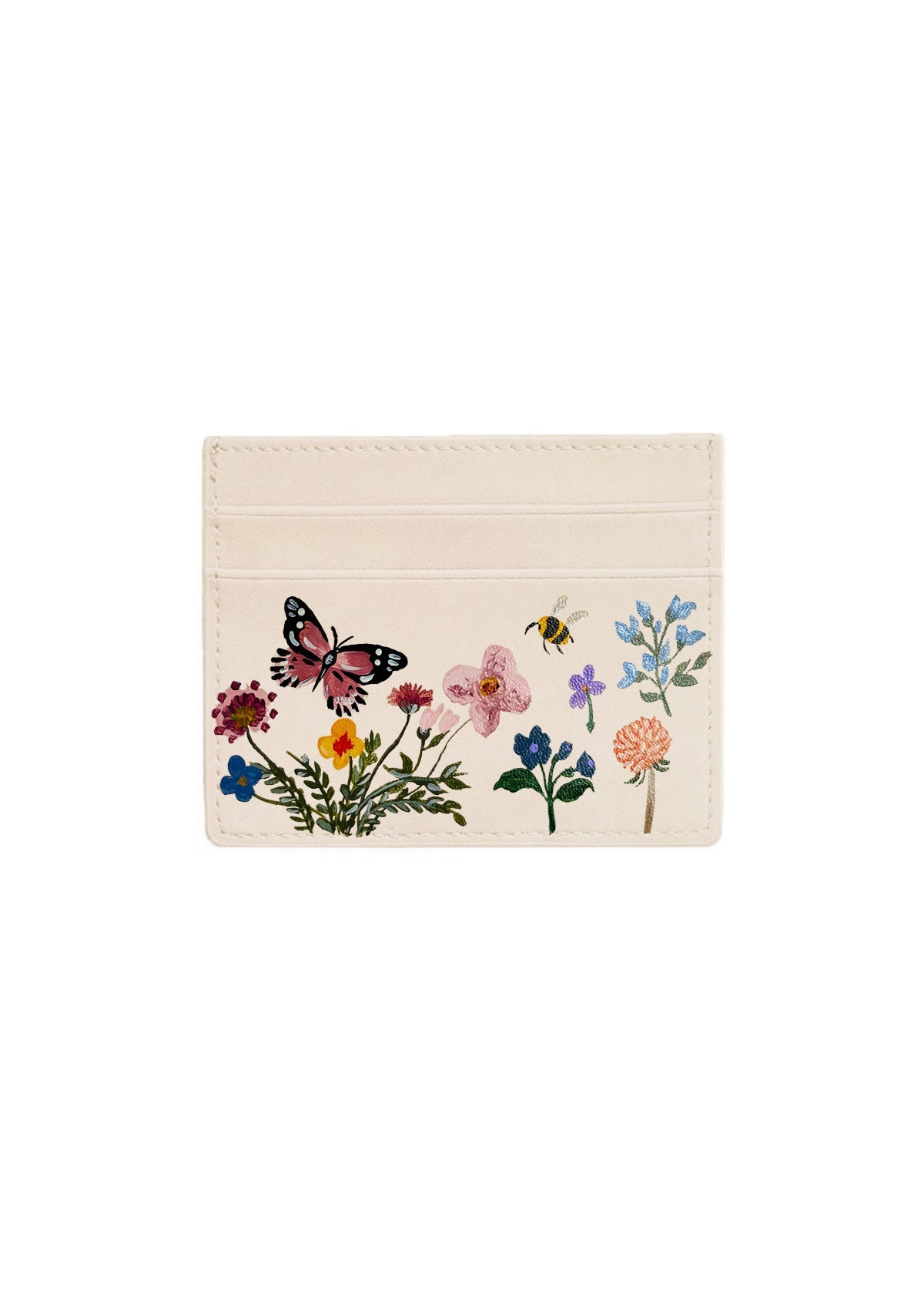 Pressed Flowers Beige Cardholder - ALEPEL