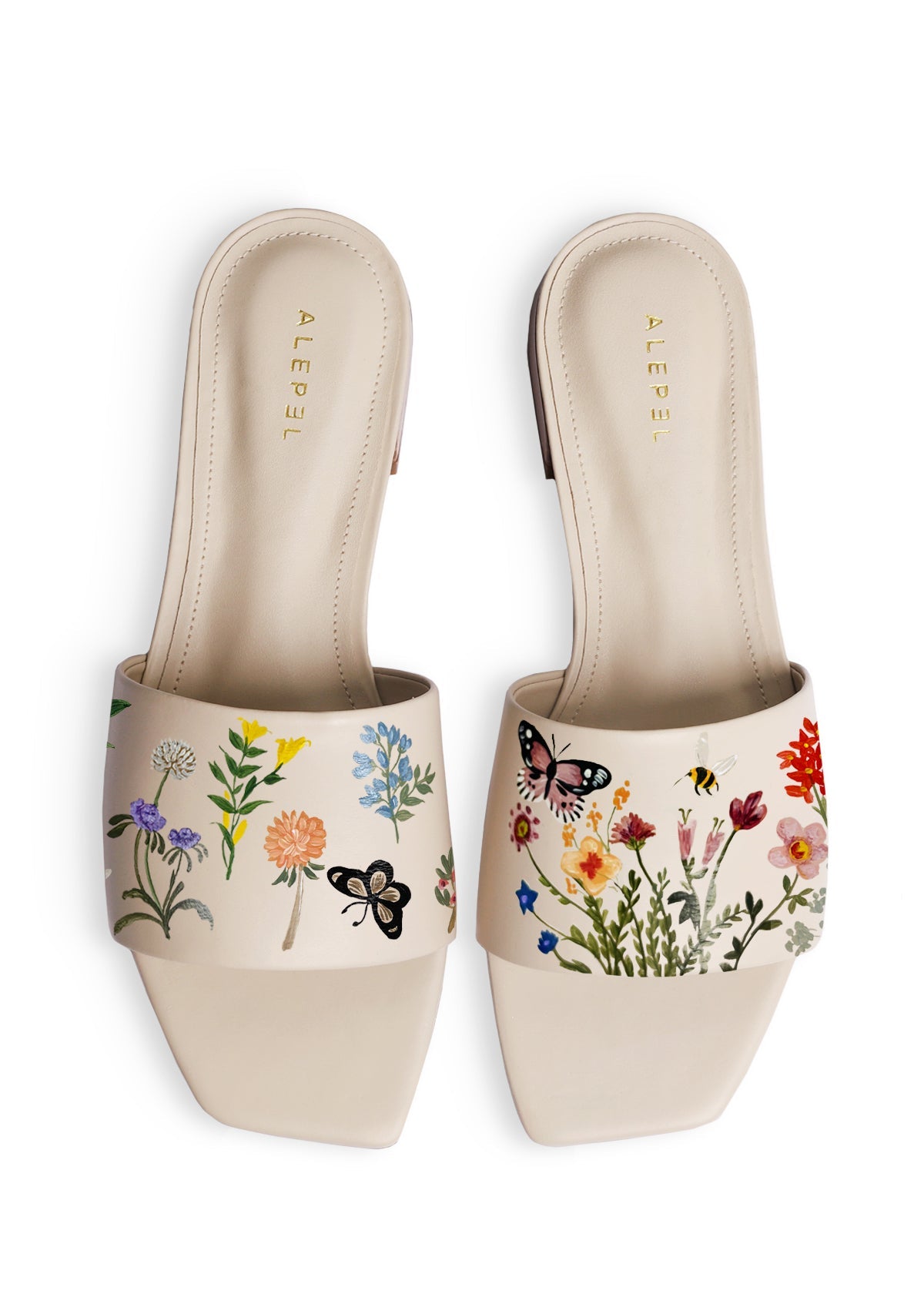 Pressed Flowers Beige Square - ALEPEL