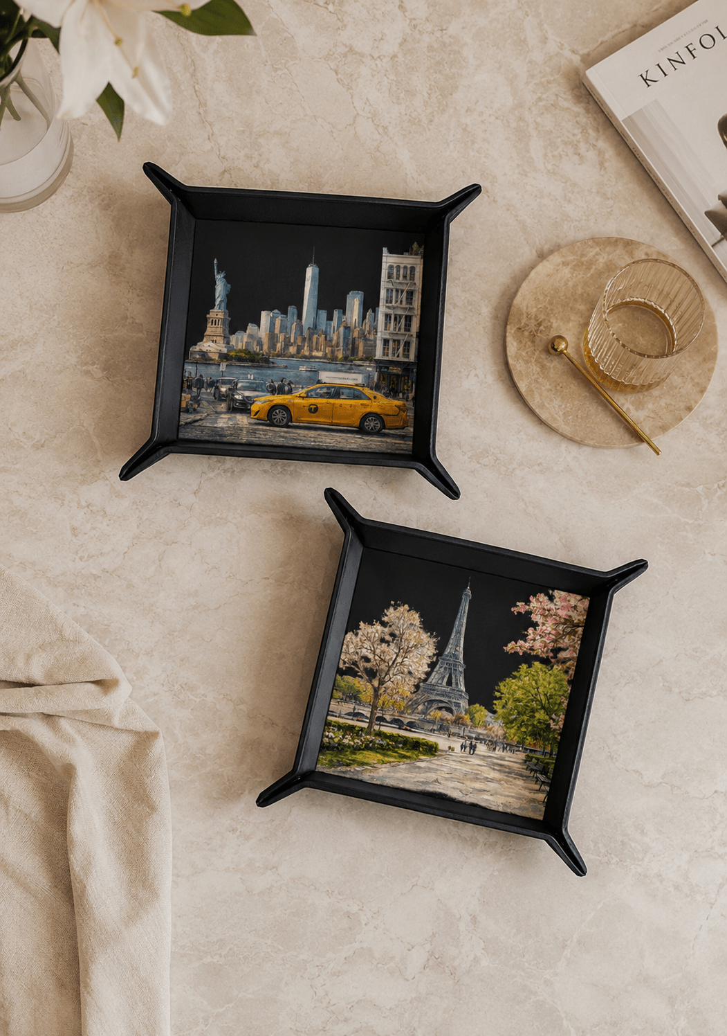 Tokyo Cityscape Black Tray - ALEPEL