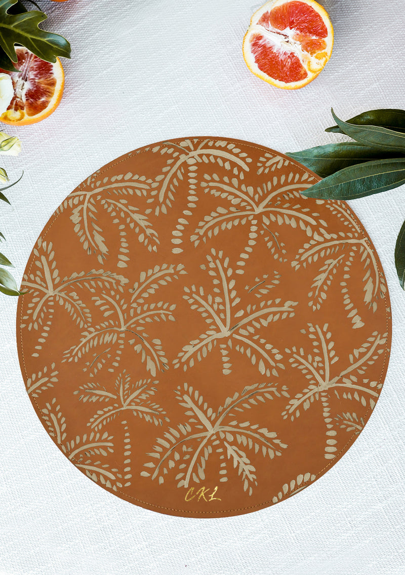 Beige Abstract Palms Brown Placemat