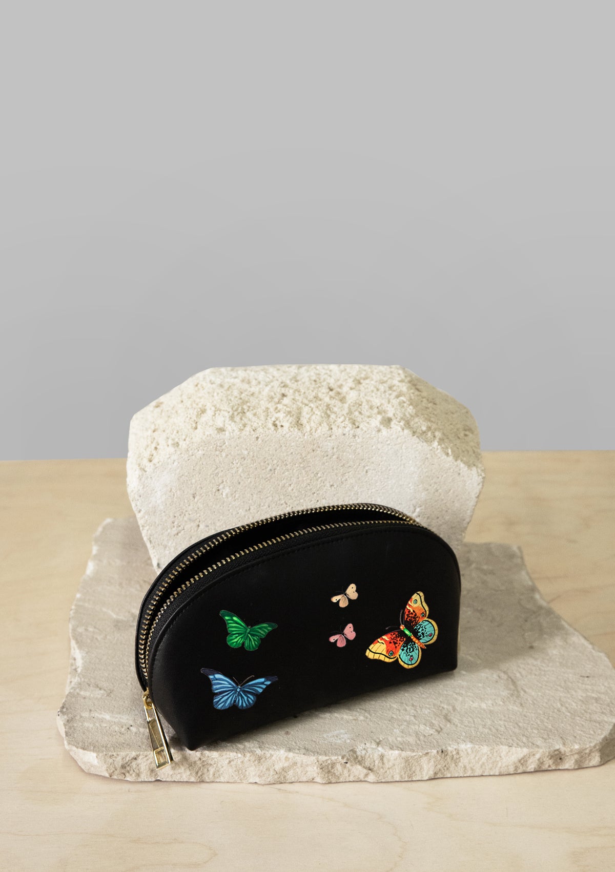 Butterflies Black Makeup Bag