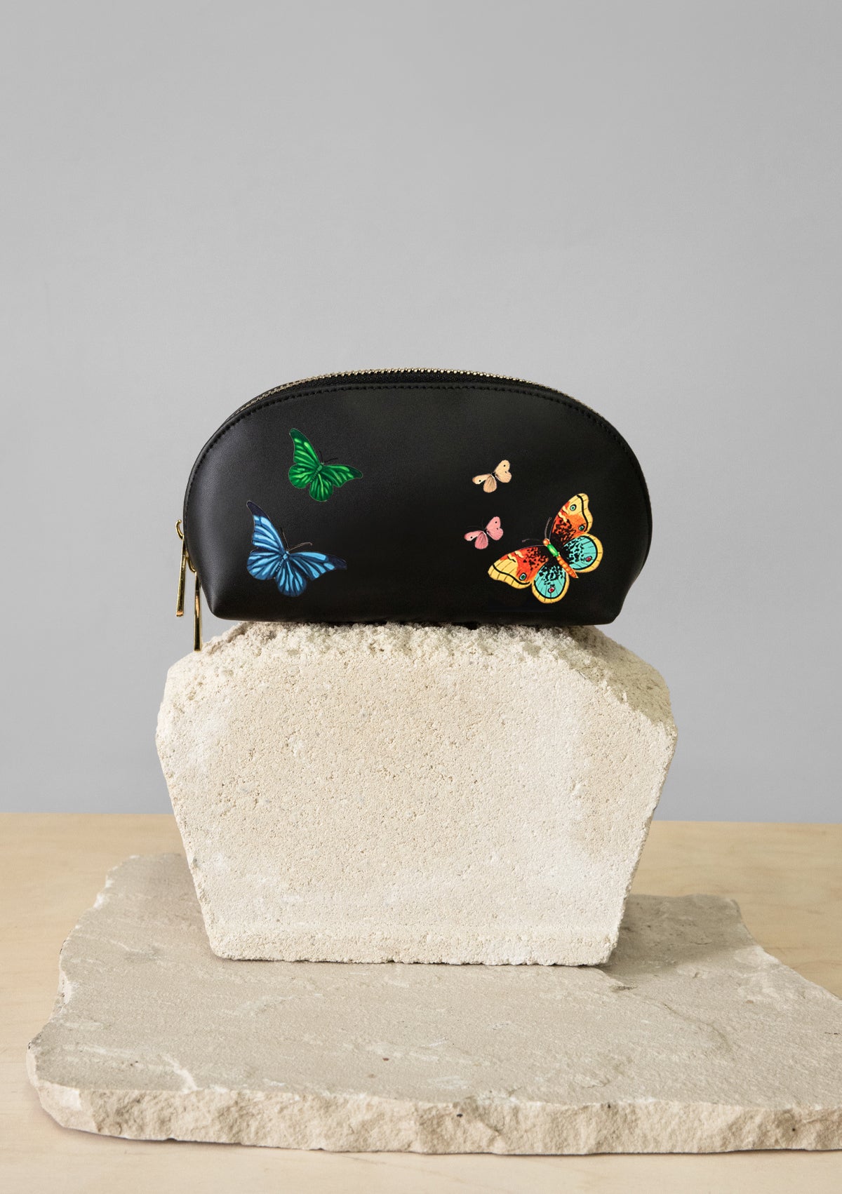 Butterflies Black Makeup Bag