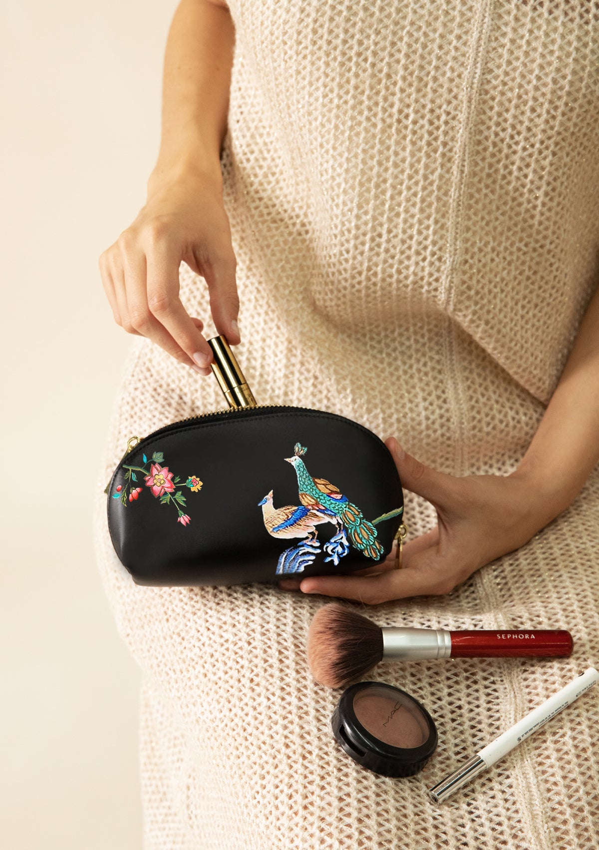 English Porcelain Black Makeup Bag