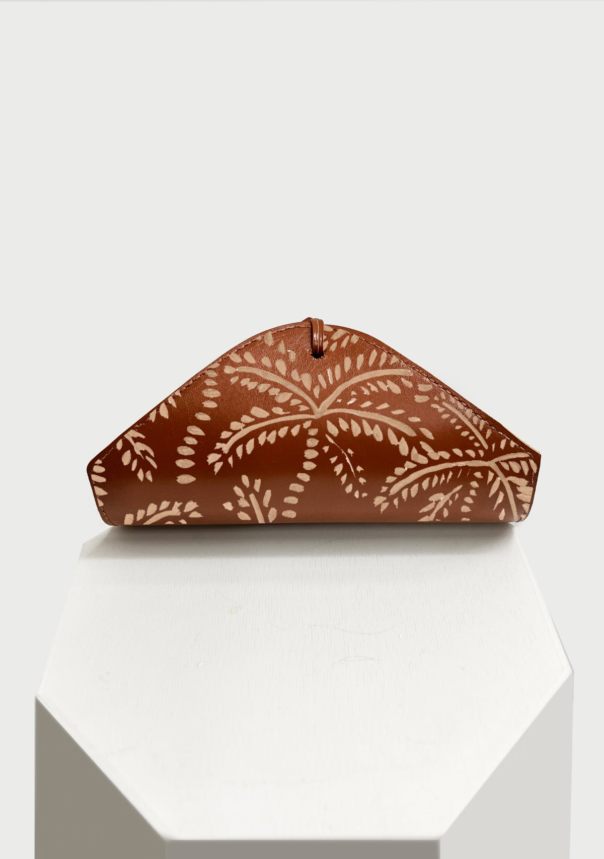 Taupe Abstract Palms Brown Napkin Holder Set