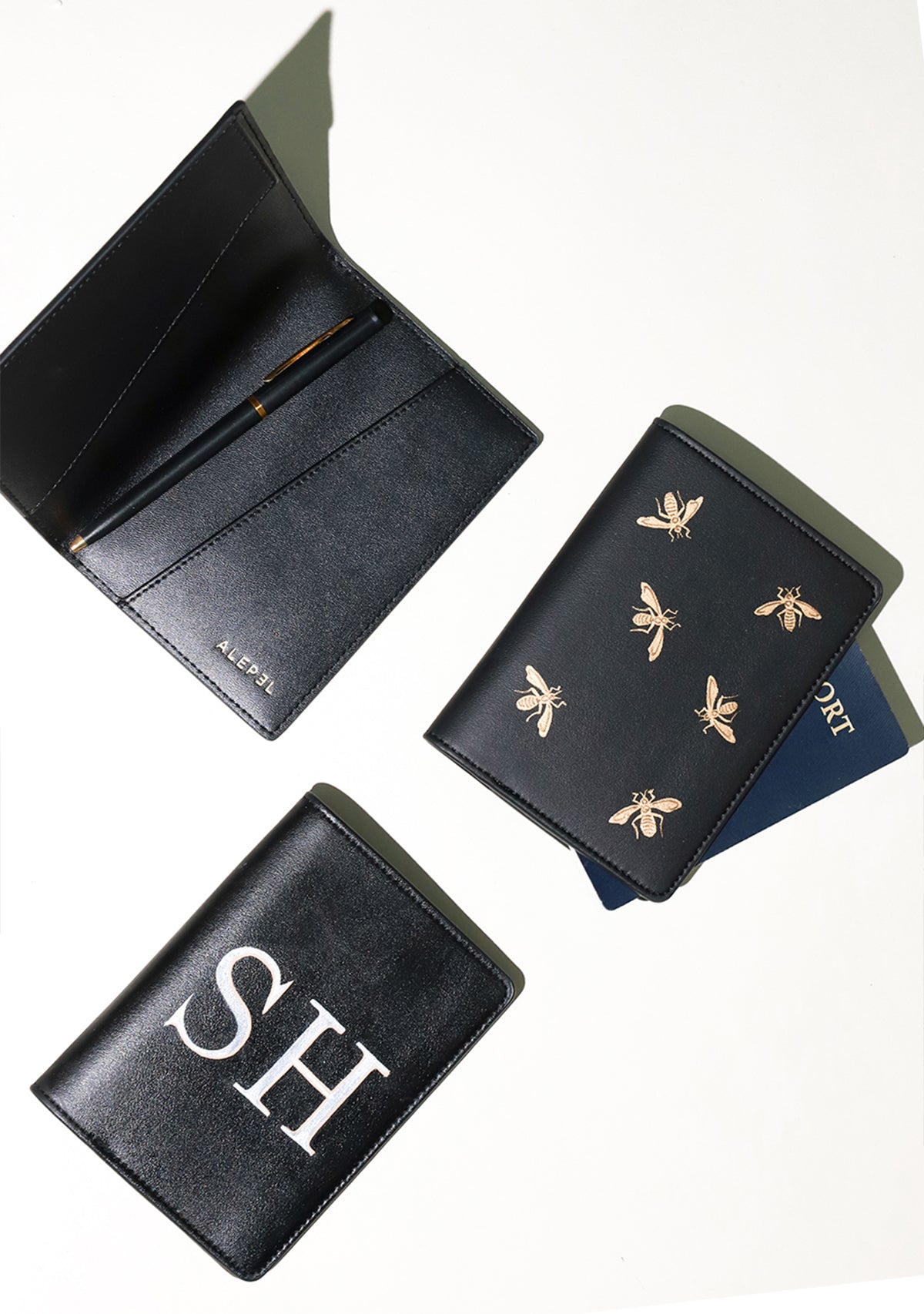 Metallic Bees Passport Holder