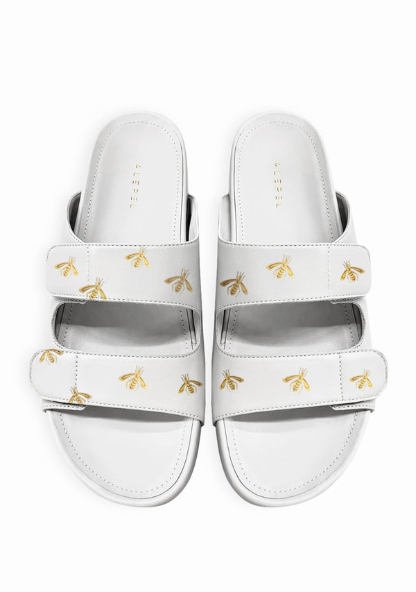Gold Metallic Bees White Sandal