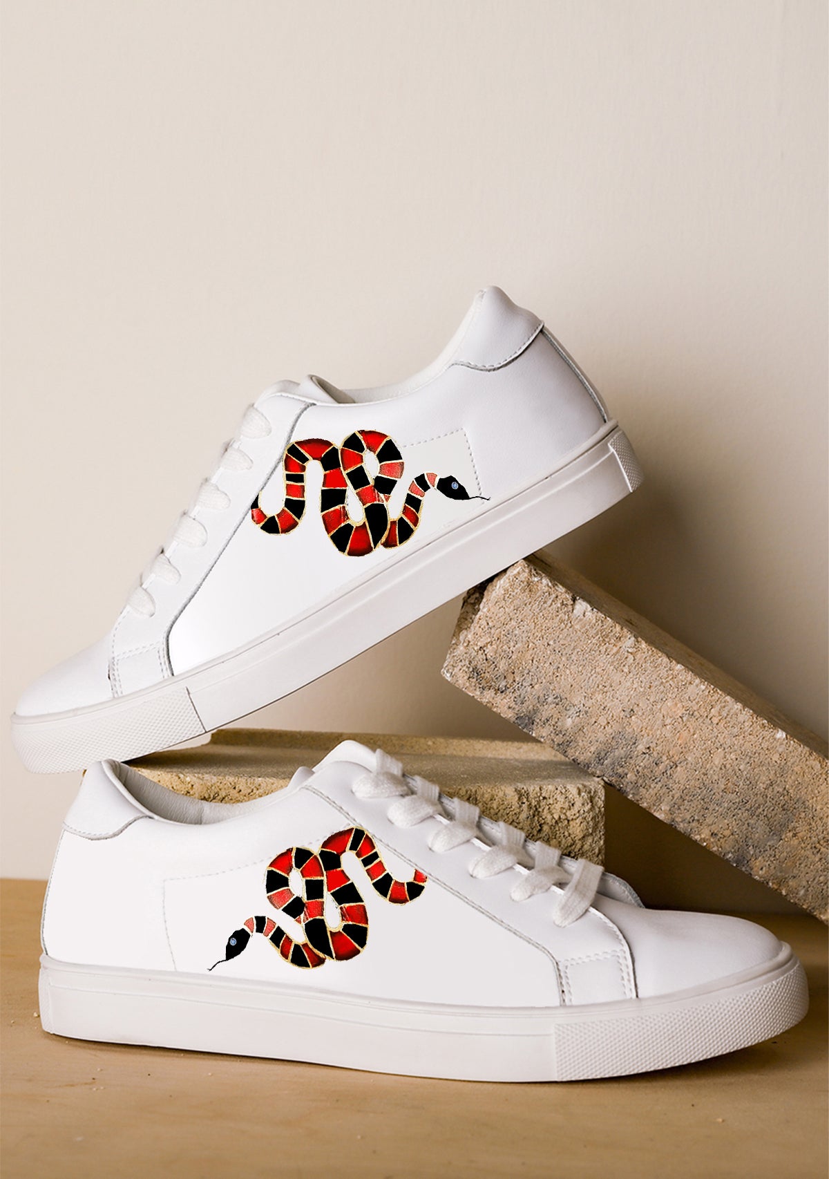 Gold Snake White Sneaker