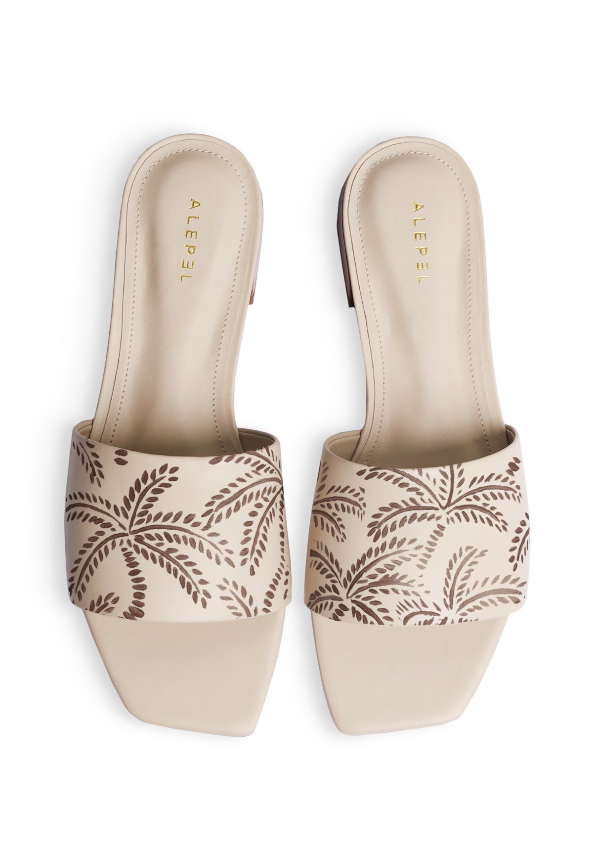 Taupe Abstract Palms Beige Square