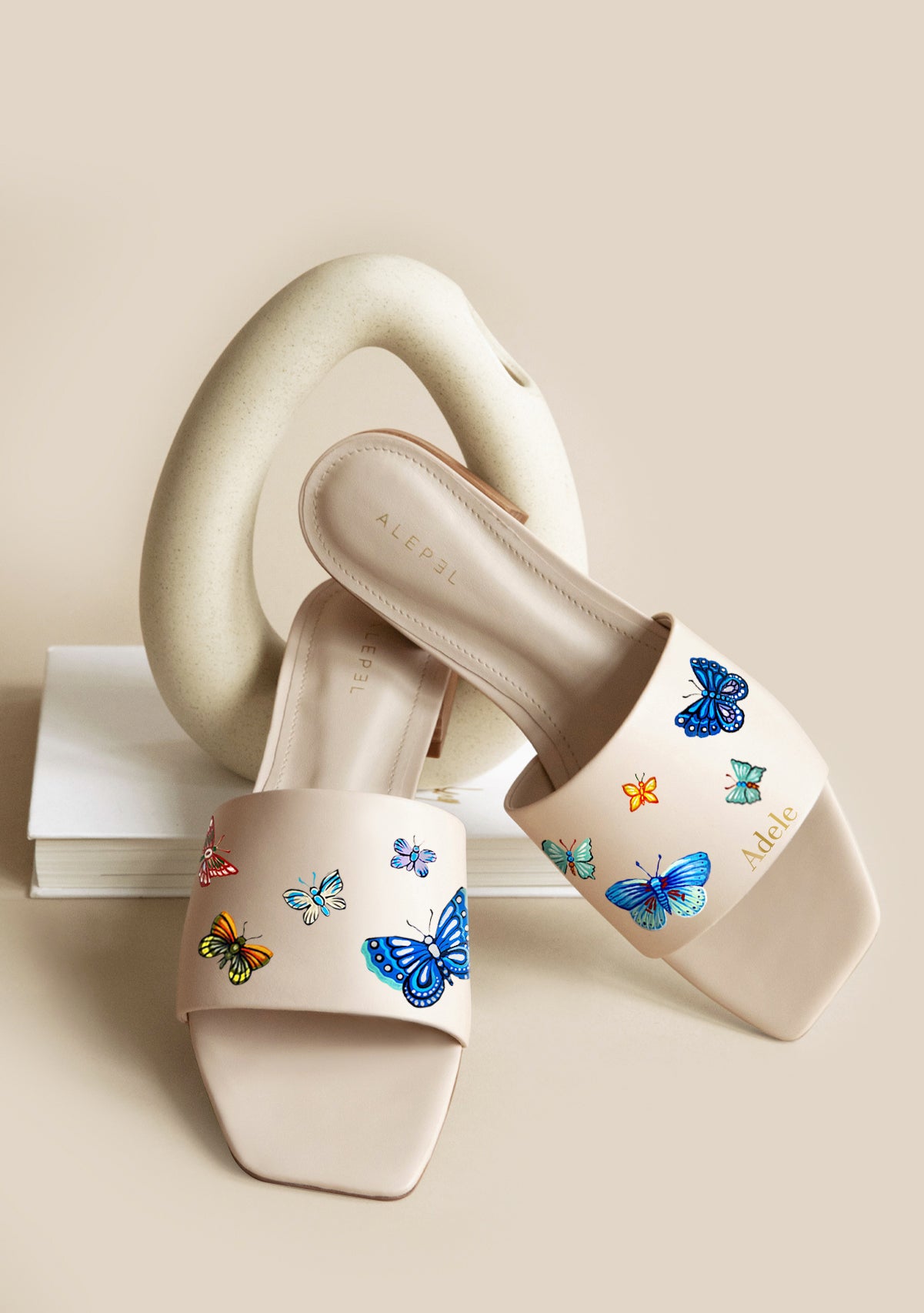 Butterflies Beige Square