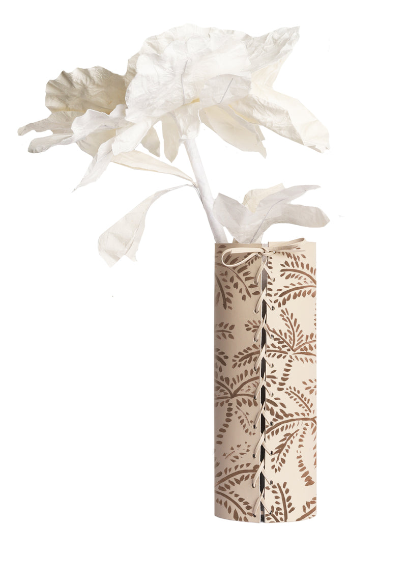 Taupe Abstract Palms Beige Vase