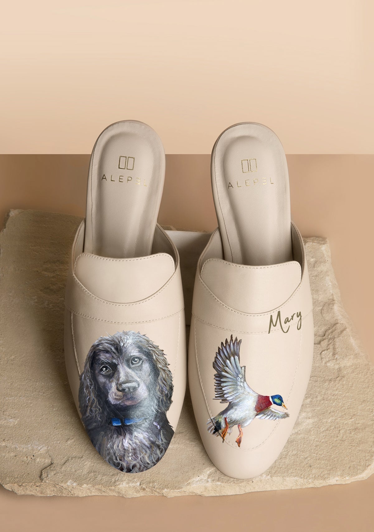 Beige Mule Custom Design - ALEPEL