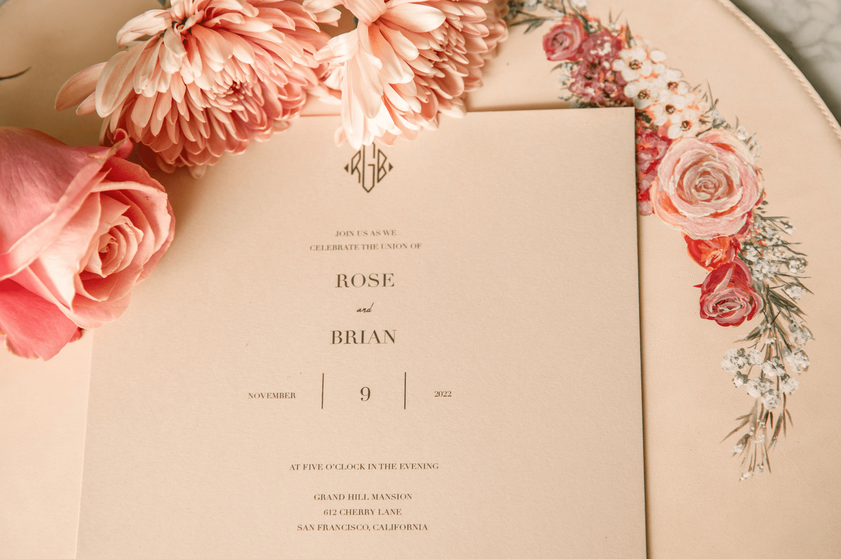 Bridal Bouquet Beige Tray - ALEPEL