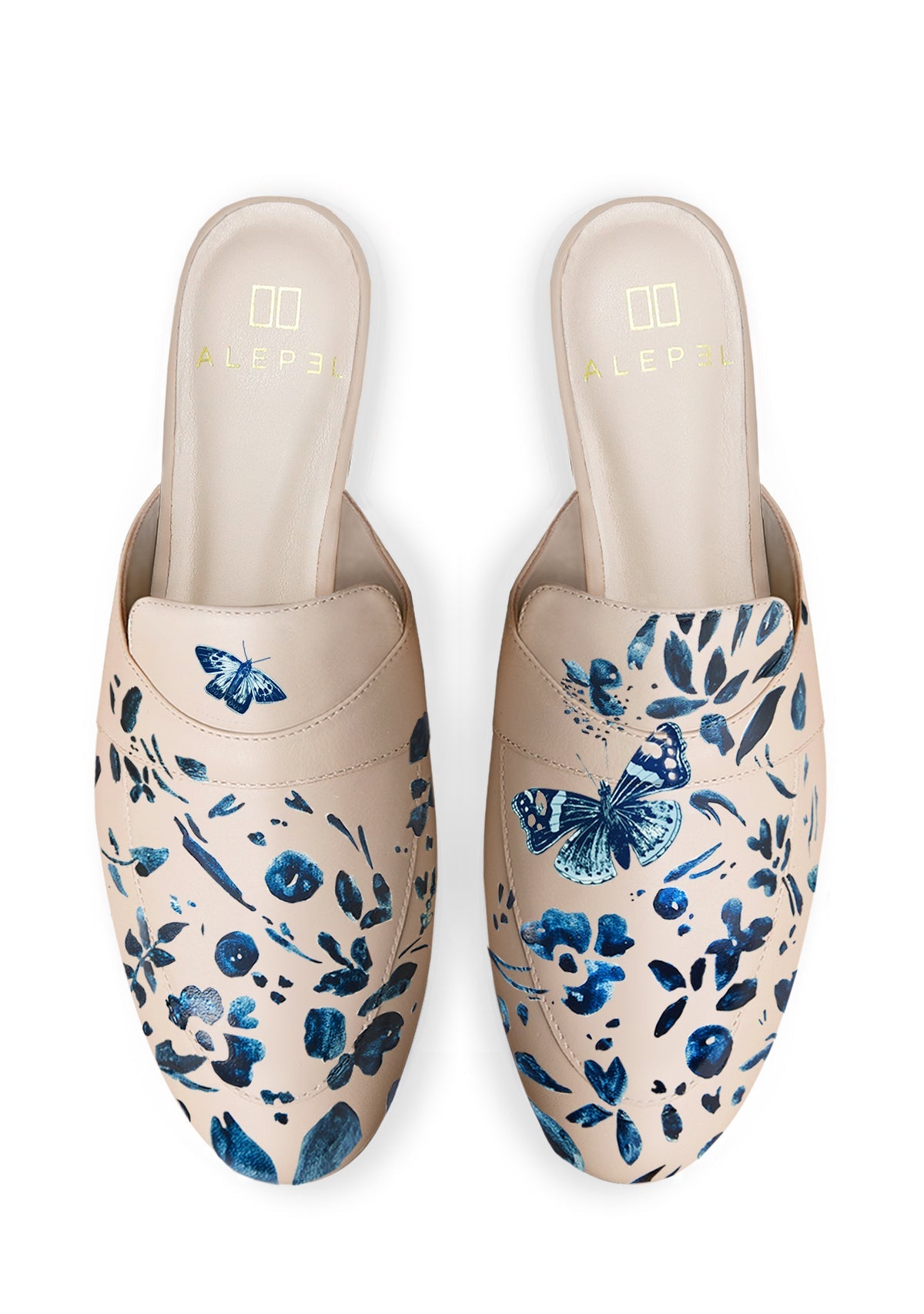 Denim Butterfly Beige Mule - ALEPEL
