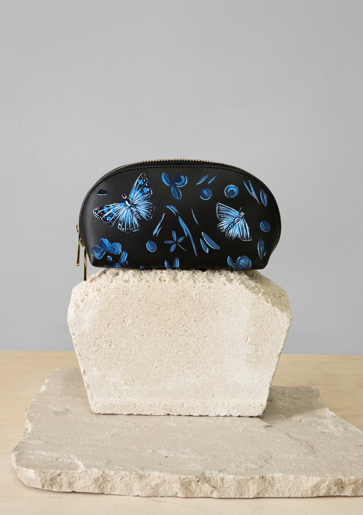 Denim Butterfly Black Makeup Bag - ALEPEL
